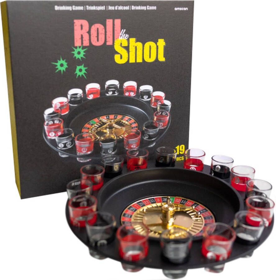 Amscan Roulette drinkspel met 16 glazen Shot roulette casino Feestspel Drankspel