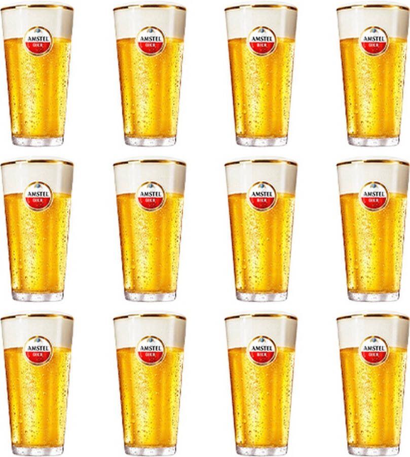 Amstel Bier Bierglas 25cl Vaasje gehard 12 stuks bierglazen