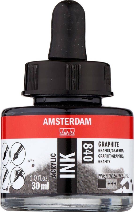 Amsterdam Acrylic Inkt Fles 30 ml Grafiet 840