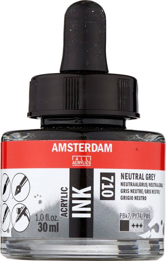 Amsterdam Acrylic Inkt Fles 30 ml Neutraalgrijs 710