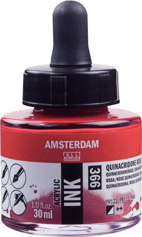 Amsterdam Acrylic Inkt Fles 30 ml Quinacridoneroze 366