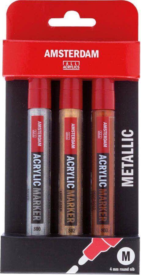 Amsterdam Acrylmarker metallic set 3 kleuren