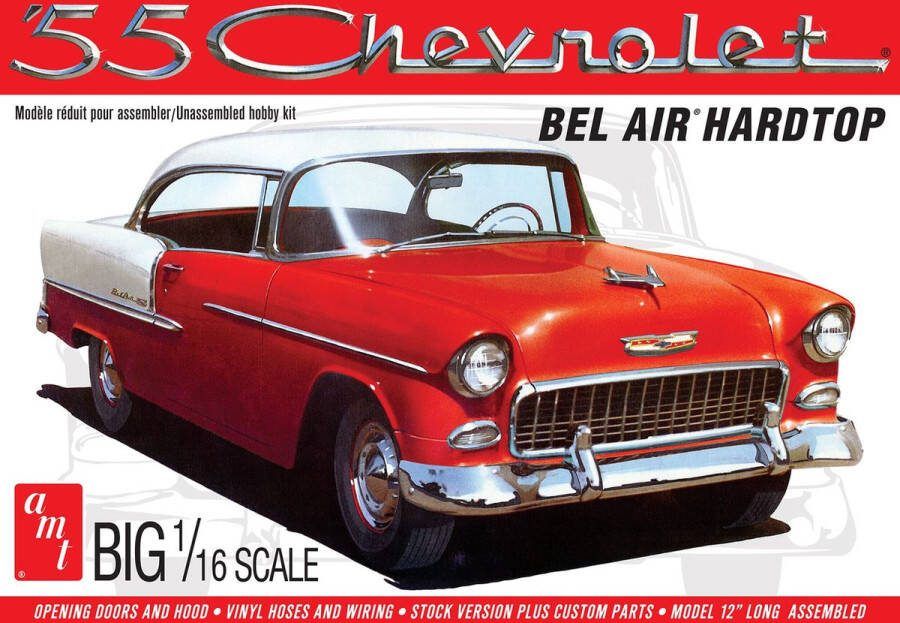 AMT 1:16 1452 1955 Chevy Bel Air Hardtop Car Plastic Modelbouwpakket