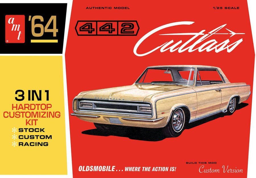 AMT 1:25 1066 1964 Oldsmobile Cutlass 442 Hardtop Amerikaanse Auto Plastic Modelbouwpakket