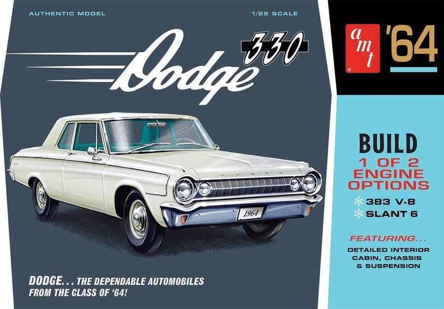AMT 1:25 1366 1964 Dodge 330 Car Plastic Modelbouwpakket
