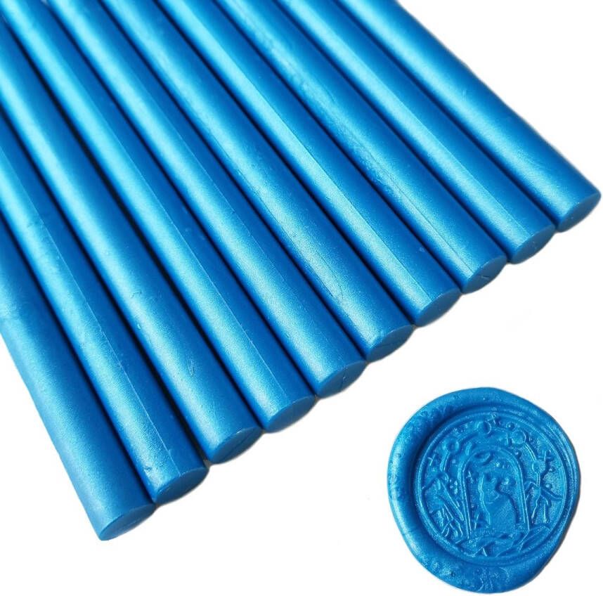 Amtol 10-delige set Waskleurige Zegelwasstaven voor Zegelstempels Zegellak Wasknotsen voor Lijmpistool perfect voor trouwuitnodigingen cadeauverpakking kaarten en enveloppen (Hemelsblauw)