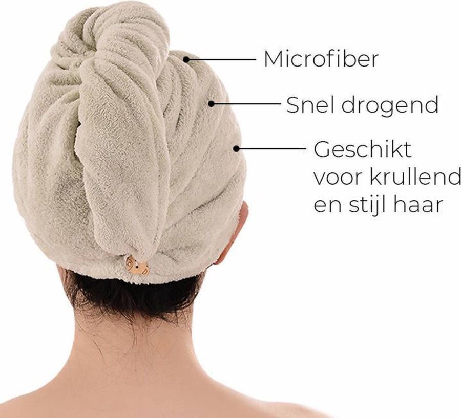 Amué Haarhanddoek Sneldrogend Microvezel Gebroken wit 65cm