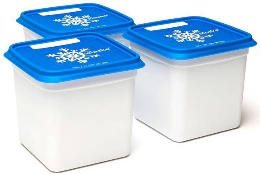 Amuse Alaska Diepvriesdozen Set van 3 Diepvriesbakjes Diepvriesdozen Bewaardozen Vaatwas magnetron en diepvriesbestendig Stapelbaar 3 x 1200 ml