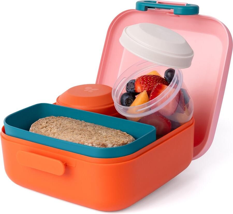 Amuse Rikko Poppy Flamingo Lunchbox Kindveilige sluitingen Ideaal Voor Maaltijdvoorbereiding 3 Compartimenten