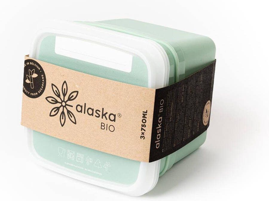 Amuse Alaska BIO Diepvriesdozen Set van 3 Diepvriesbakjes Diepvriesdozen bewaardozen Stapelbaar Groen 3 x 750 ml