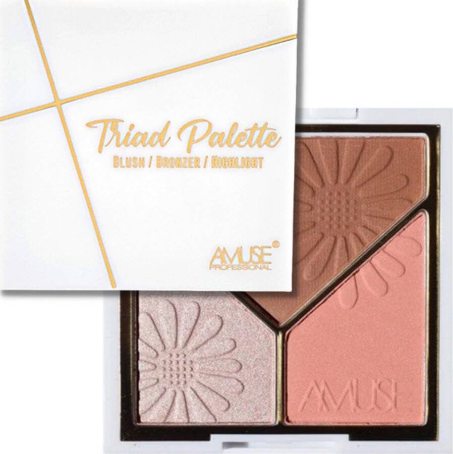Amuse Triad Face Palette 01 Love Birds Gezichtspalet Bronzer Highlight & Blush 11 g