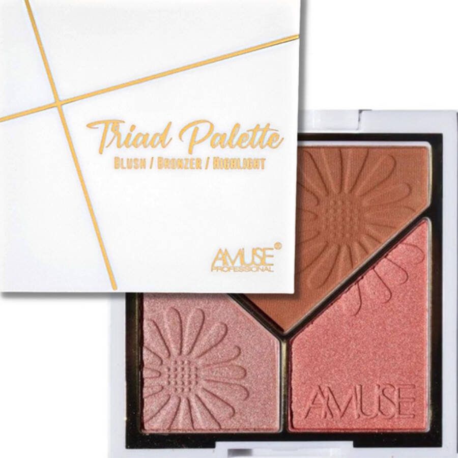 Amuse Triad Face Palette 02 Head Over Heels Gezichtspalet Bronzer Highlight & Blush 11 g