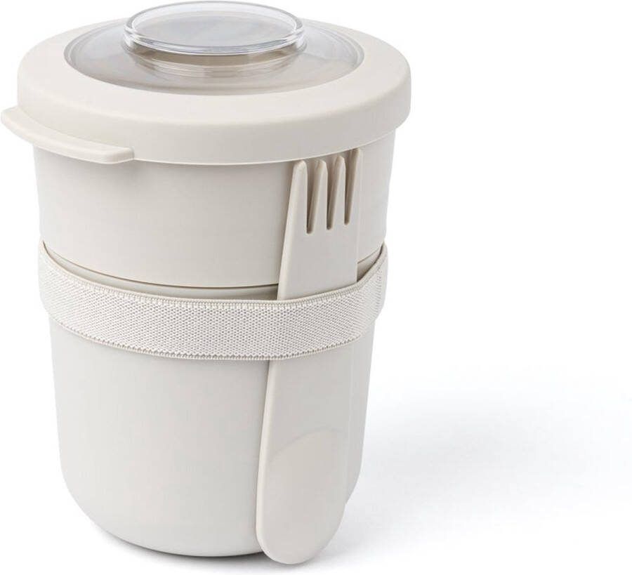 Amuse Tylla Duo Oat Lunchbowl Lunchbox met Spork en Rekker Transparant Tritan Deksel Voor onderweg Lekvrij Lichtgrijs 150 + 450 ml