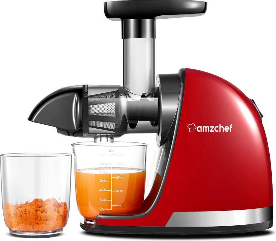 AmzChef Slow Juicer Masticating Juicer met Stille Motor Rood Omkeerfunctie & Eenvoudige Reiniging