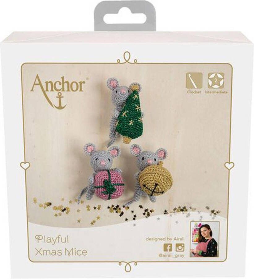 Anchor Speelse kerstmuizen haakpakket DIY Haakpakket Kerst Haakpakket