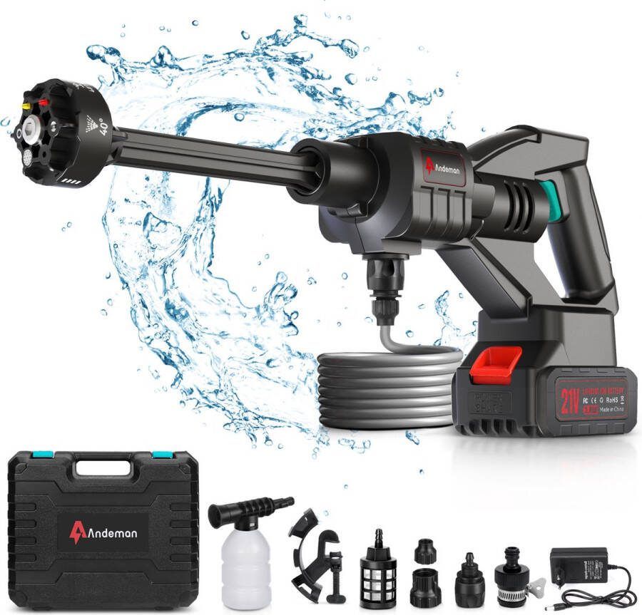 Andeman Accu Hogedrukreiniger 3.0Ah Draadloze Hogedrukspuit Auto Wasmachine Complete Set
