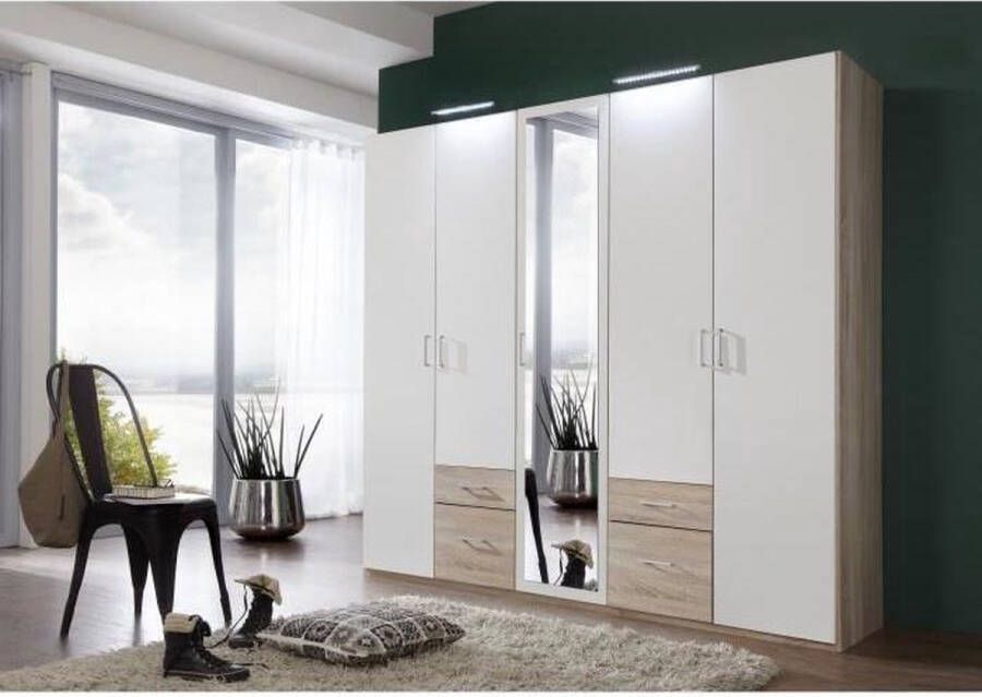 Andere FREIBURG Garderobe voor de slaapkamer Eigentijds Eiken en wit decor L 225 cm