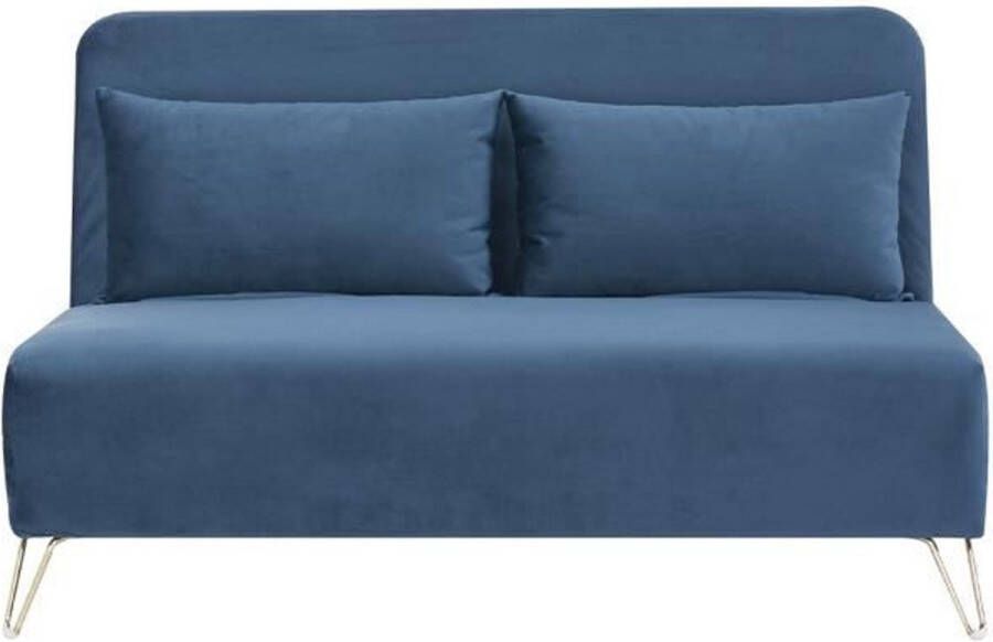 Anders 2-zits converteerbare bank Blauw fluweel met gouden poten Scandinavische stijl L 130 x D 90 x H 81 cm DEPLO