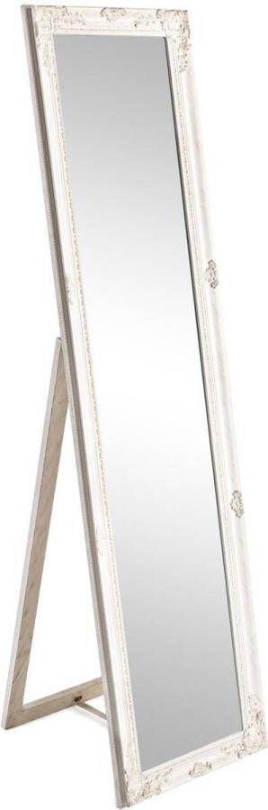 Andrea Bizzotto Spa Miro Barok staande spiegel witte lijst en Romantisch vintage design 160x40