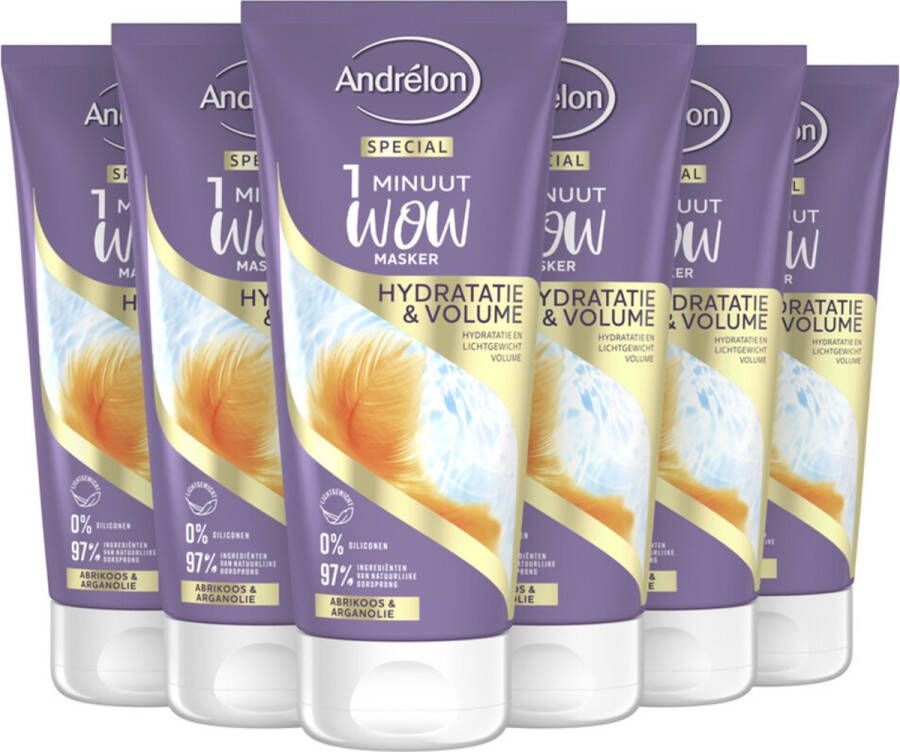 Andrélon 6x Andrelon 1 Minuut Wow Masker Hydratatie & Volume 180 ml