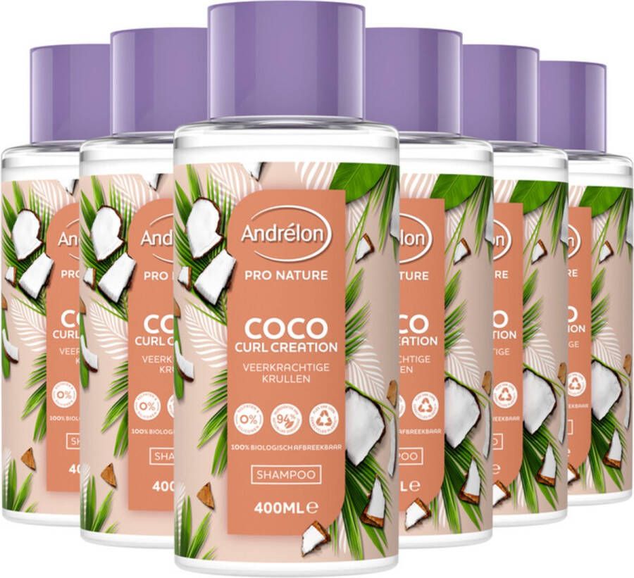 Andrélon Pro Nature Coco Curl Creation Shampoo 6 x 400 ml Voordeelverpakking