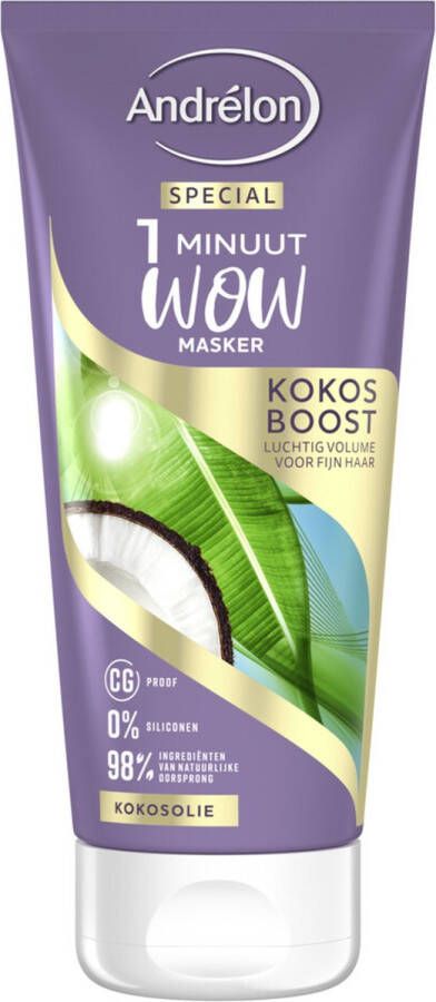 Andrélon Andrelon 1 Minuut Wow Masker Kokos Boost 180 ml