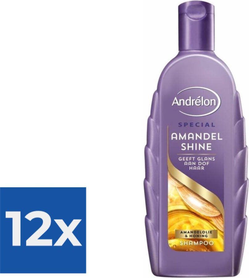 Andrélon Amandel Shine 300 ml Shampoo Voordeelverpakking 12 stuks