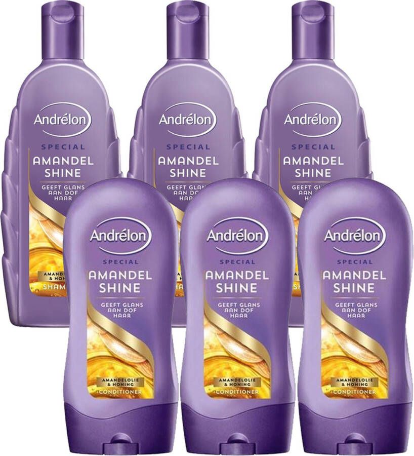 Andrélon Amandel Shine Mix Pakket 3 x Shampoo & 3 x Conditioner