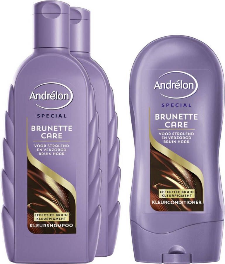 Andrélon Brunette Care set 2 x Shampoo en 1 x conditioner Voordeelverpakking