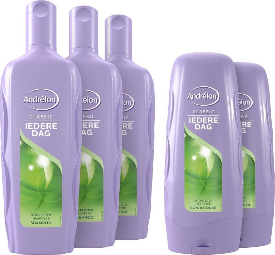 Andrélon Classic Iedere Dag Shampoo en Conditioner 3 x 300 ml + 2 x 300 ml Voordeelverpakking