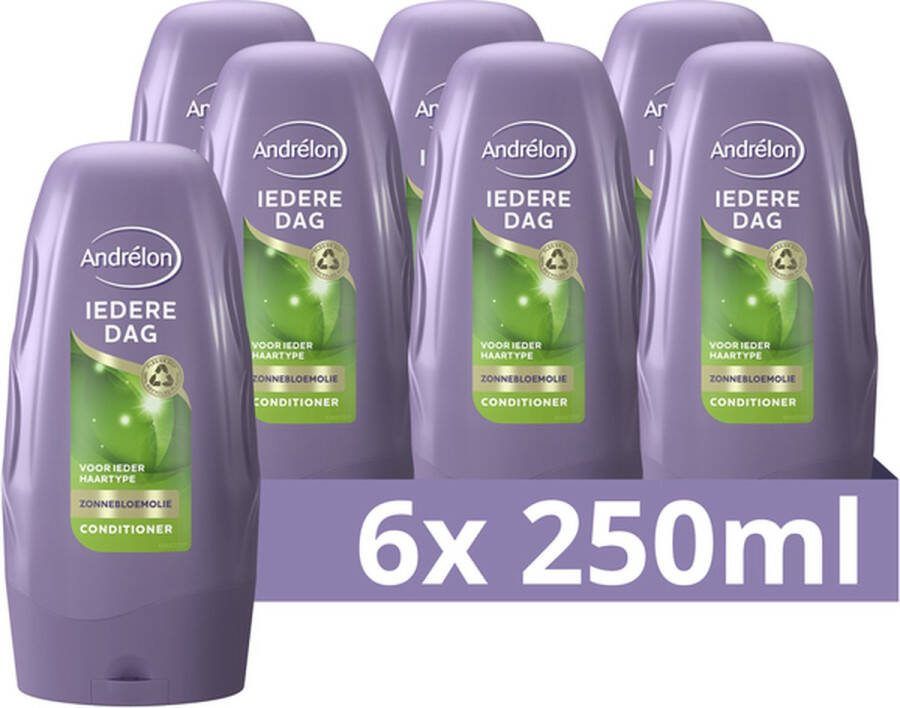 Andrélon Conditioner Iedere Dag verrijkt met voedingsrijke zonnebloemolie 6 x 250 ml