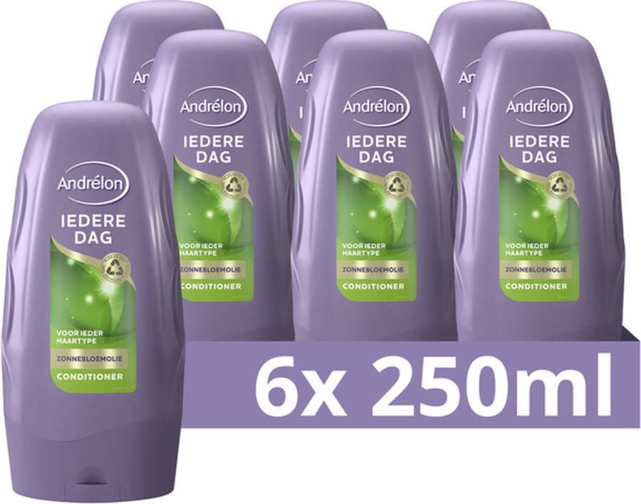 Andrélon Conditioner -Iedere Dag Verrijkt met voedingsrijke zonnebloemolie 6 x 250 ml