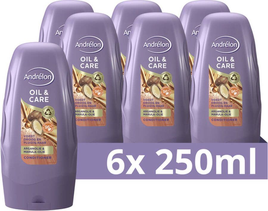 Andrélon Conditioner Oil & Care verrijkt met argan- en marula-olie 6 x 250 ml