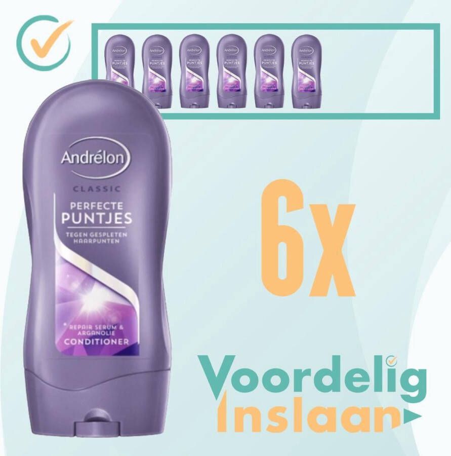 Andrélon Andrelon-Conditioner-Perfecte Puntjes-Voordeelverpakking 6 stuks-6x300 ML- Crèmespoeling- Classic Gespleten haarpunten