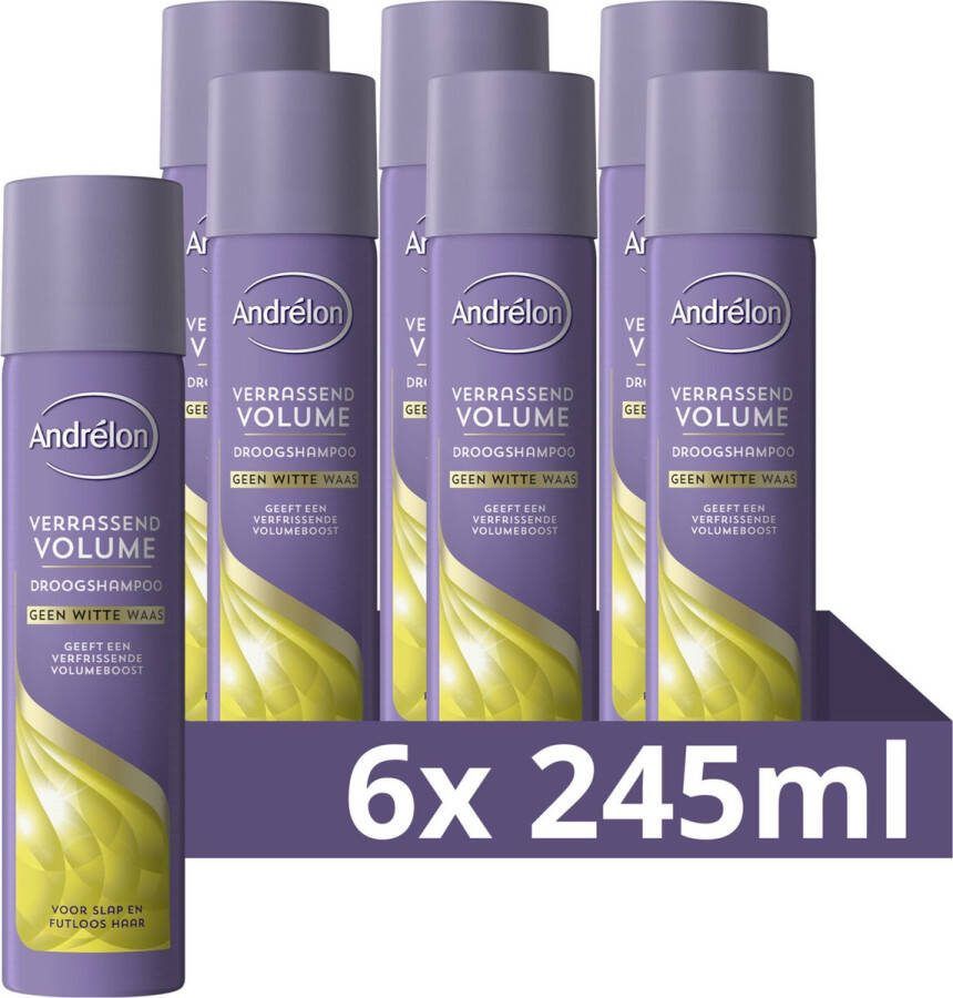 Andrélon Droogshampoo Verassend Volume haarverzorging verrijkt met tapiocazetmeel 6 x 245 ml