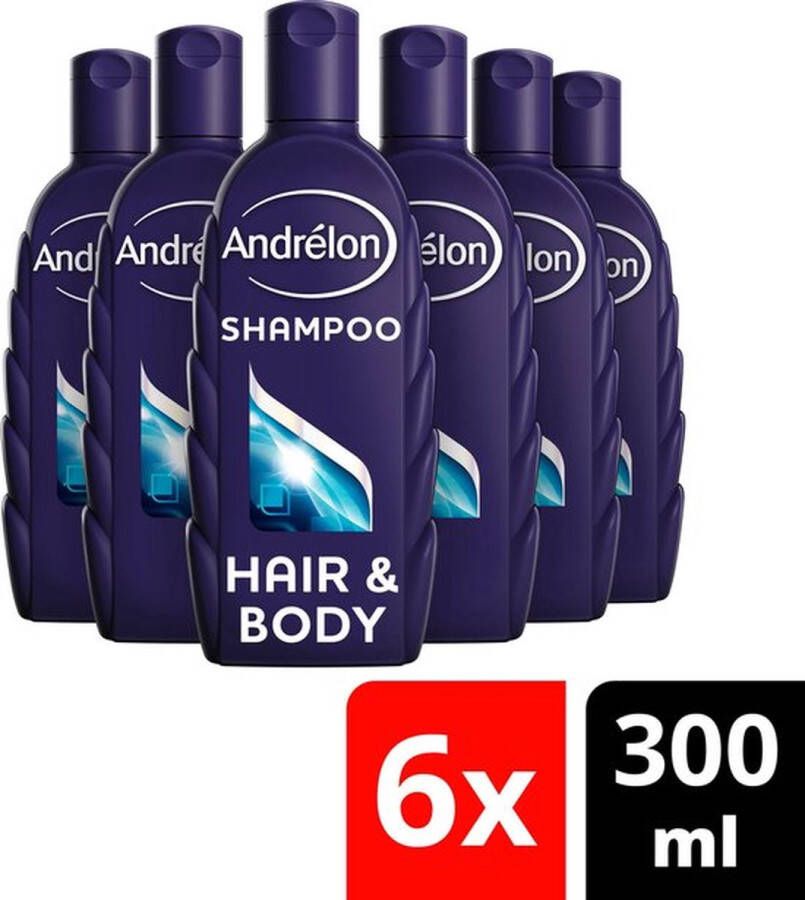 Andrélon Classic 2 in 1 Shampoo Hair & Body voor ieder haartype 6 x 300ML Voordeelverpakking