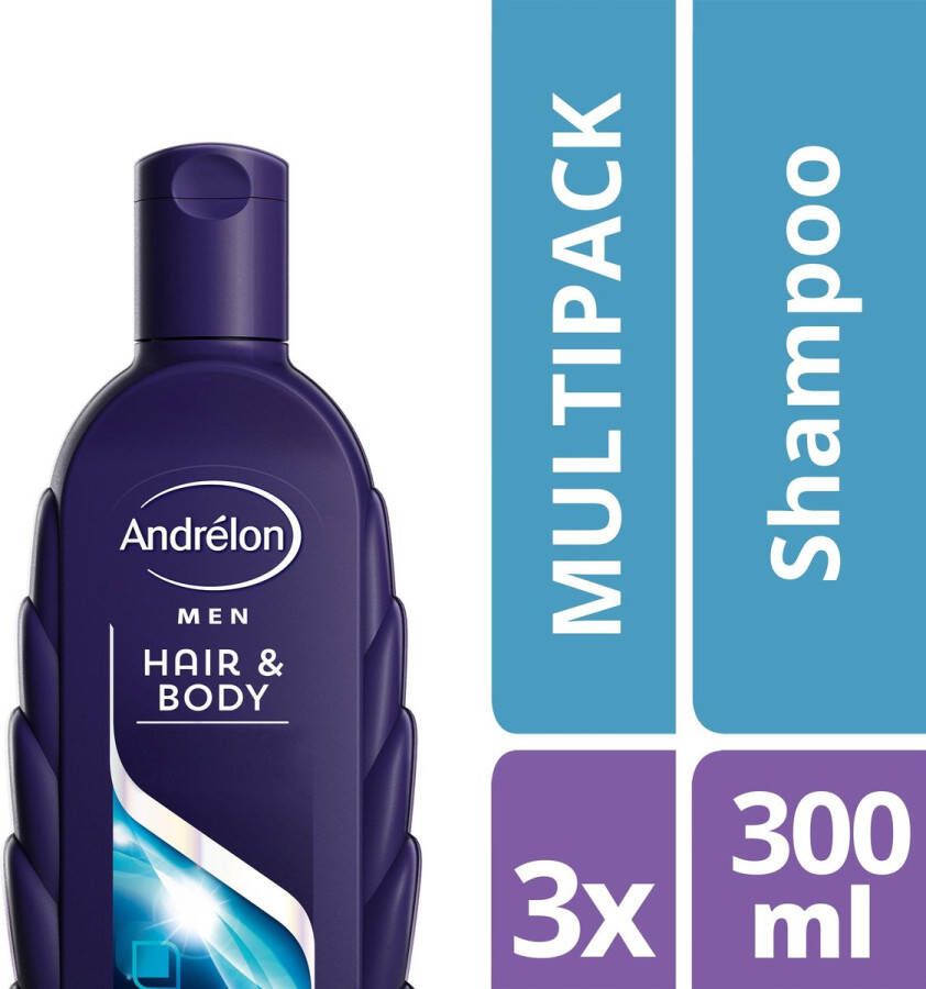 Andrélon Hair & body Shampoo 300 ml 3 stuks -voordeelverpakking