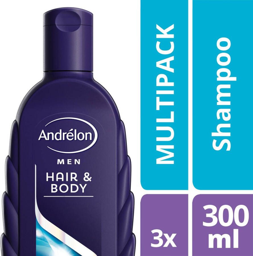 Andrélon Hair & body Shampoo 300 ml 3 stuks -voordeelverpakking