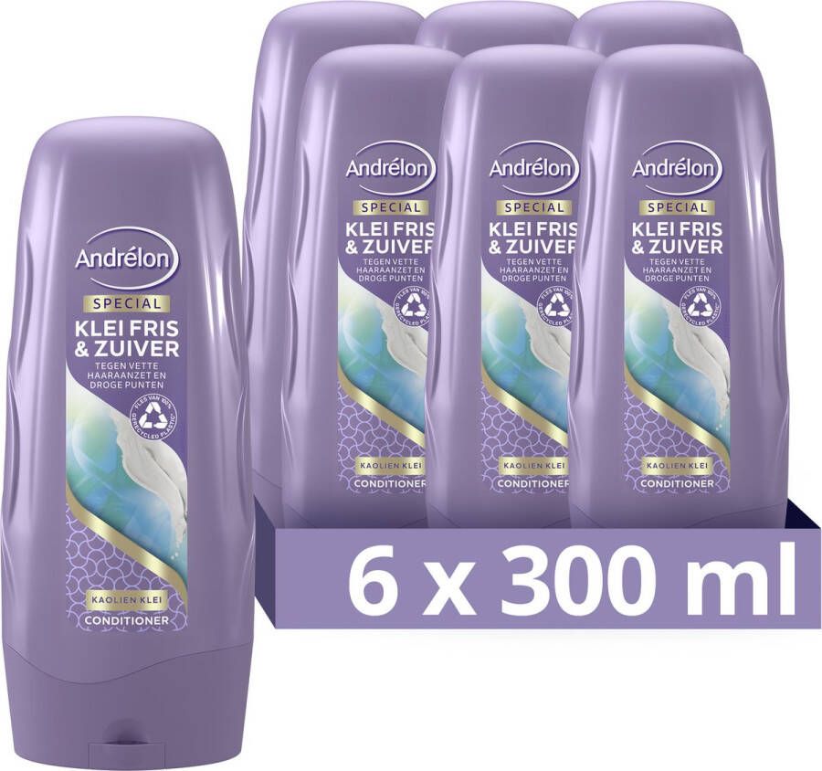 Andrélon Special Klei Fris & Zuiver conditioner 6 x 300 ml voordeelverpakking