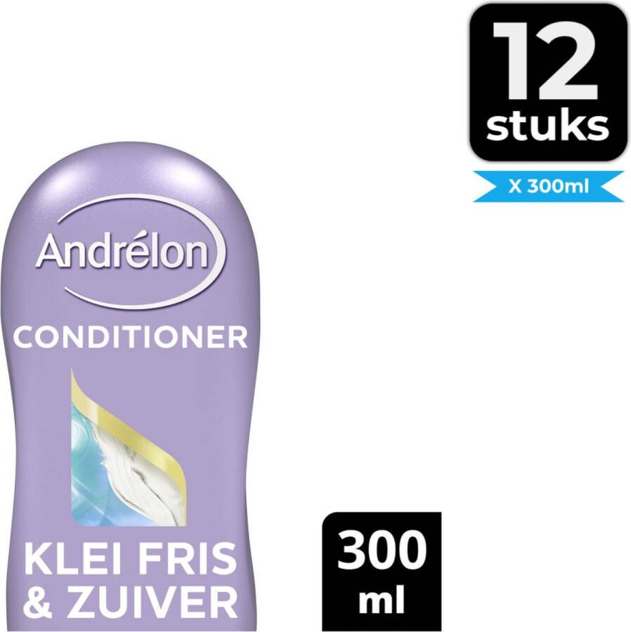 Andrélon Andrelon Klei Fris & Zuiver Cremespoeling 300 ml Voordeelverpakking 12 stuks