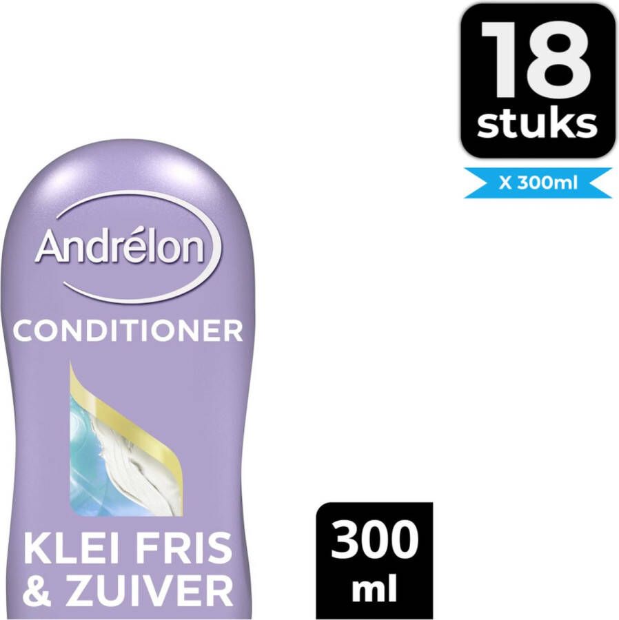 Andrélon Andrelon Klei Fris & Zuiver Cremespoeling 300 ml Voordeelverpakking 18 stuks