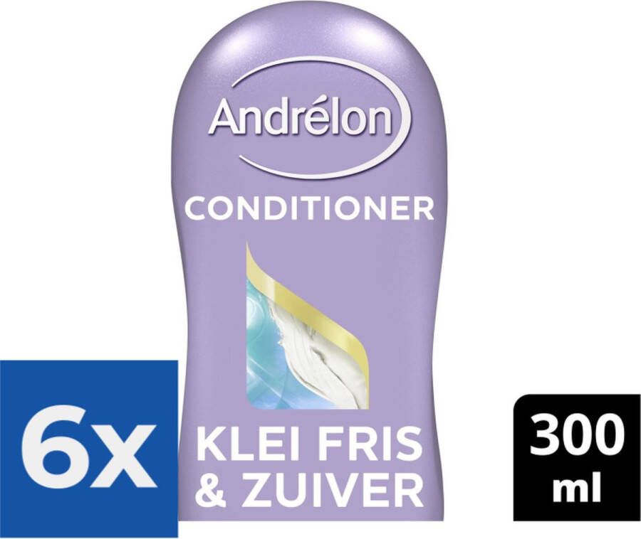 Andrélon Andrelon Klei Fris & Zuiver Cremespoeling 300 ml Voordeelverpakking 6 stuks