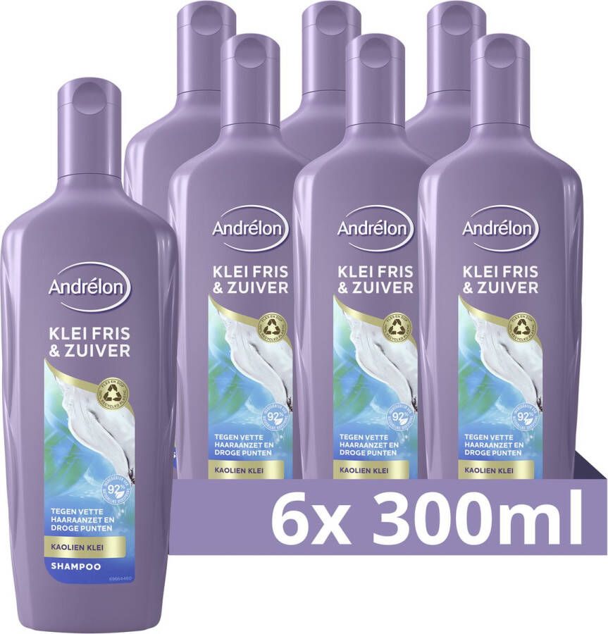 Andrélon Klei Fris & Zuiver Shampoo 6 x 300 ml Voordeelverpakking