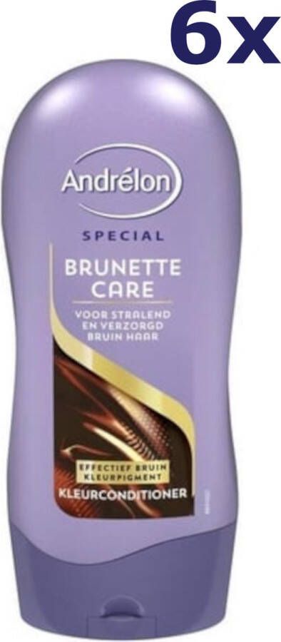 Andrélon Kleurconditioner Brunette Care voor stralend en verzorgd bruin haar 6 x 300 ml Voordeelverpakking