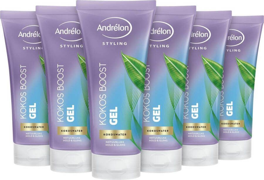 Andrélon Kokos Boost Styling Gel 6 x 200 ml Voordeelverpakking
