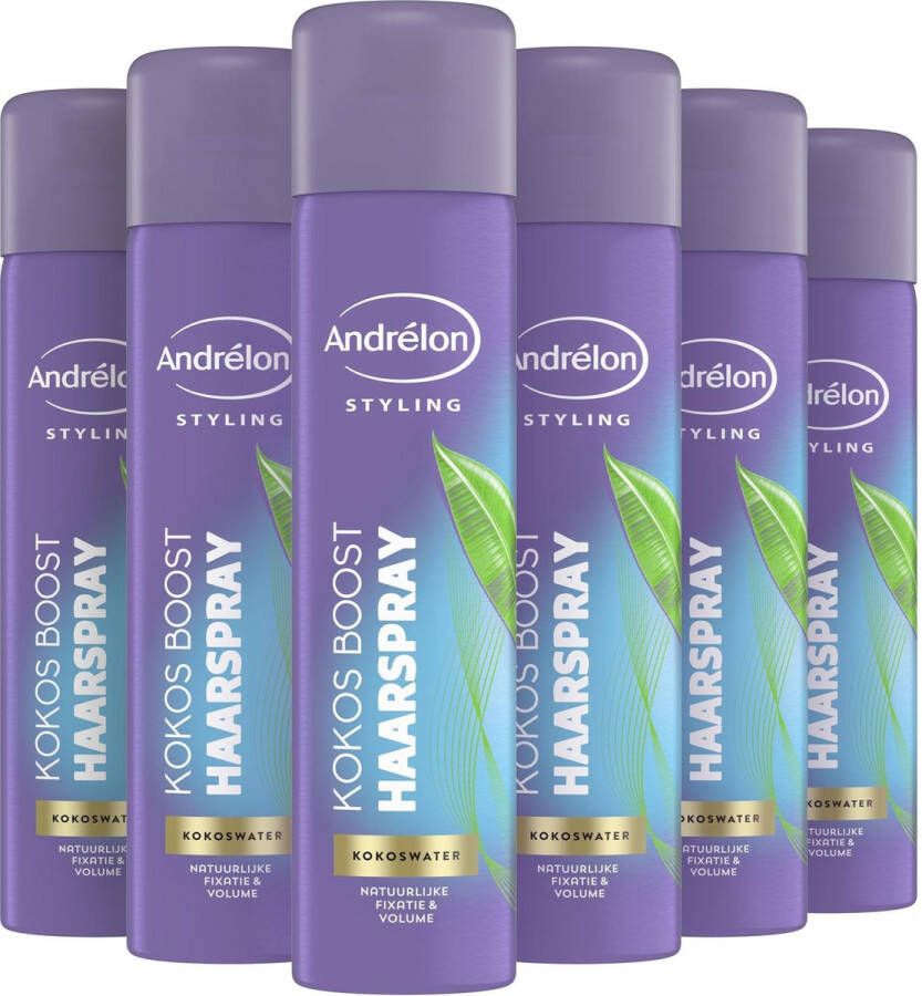 Andrélon Kokos Boost Styling Haarspray 6 x 250 ml Voordeelverpakking