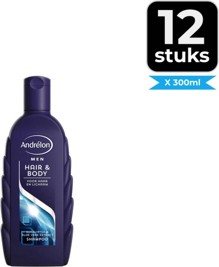 Andrélon Men Hair & Body Shampoo 300ml Voordeelverpakking 12 stuks