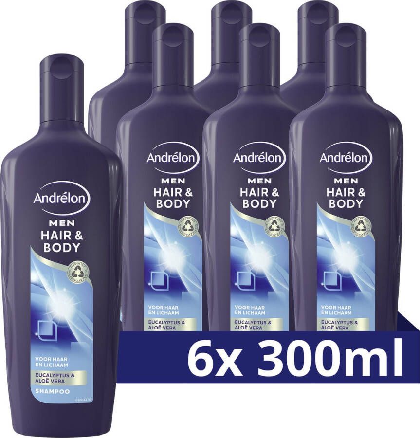 Andrélon Men Hair & Body Shampoo 6 x 300 ml Voordeelverpakking