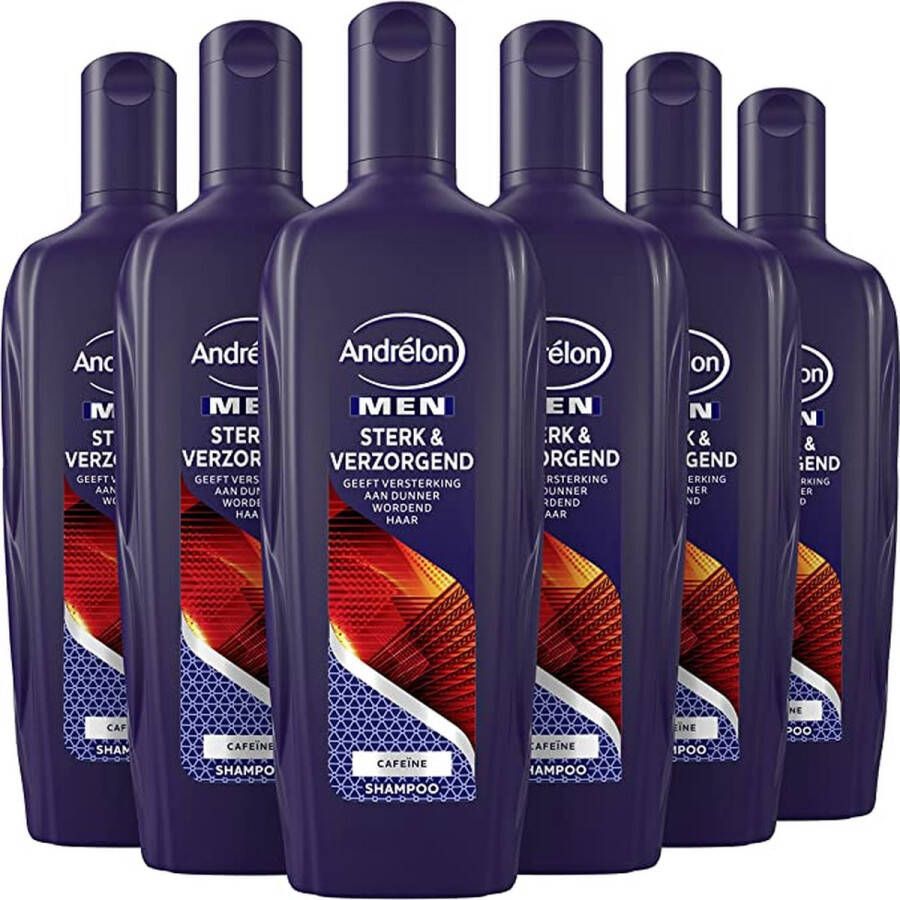 Andrélon Men Sterk & Verzorgend Shampoo geeft versterking aan dunner wordend haar 6 x 300 ml Voordeelverpakking