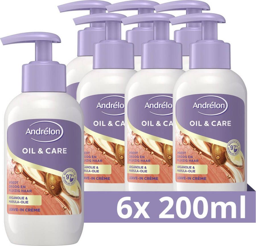 Andrélon Oil & Care Leave-In haarcrème 6 x 200 ml voordeelverpakking